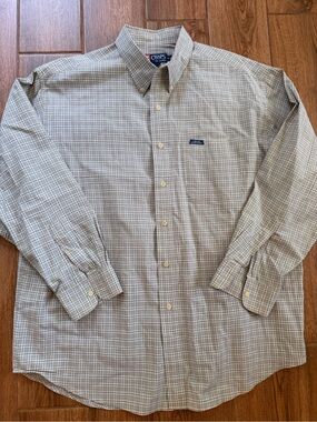 Vintage Ralph Lauren Chaps Men's Button-Down Plaid Shirt in Beige / xl